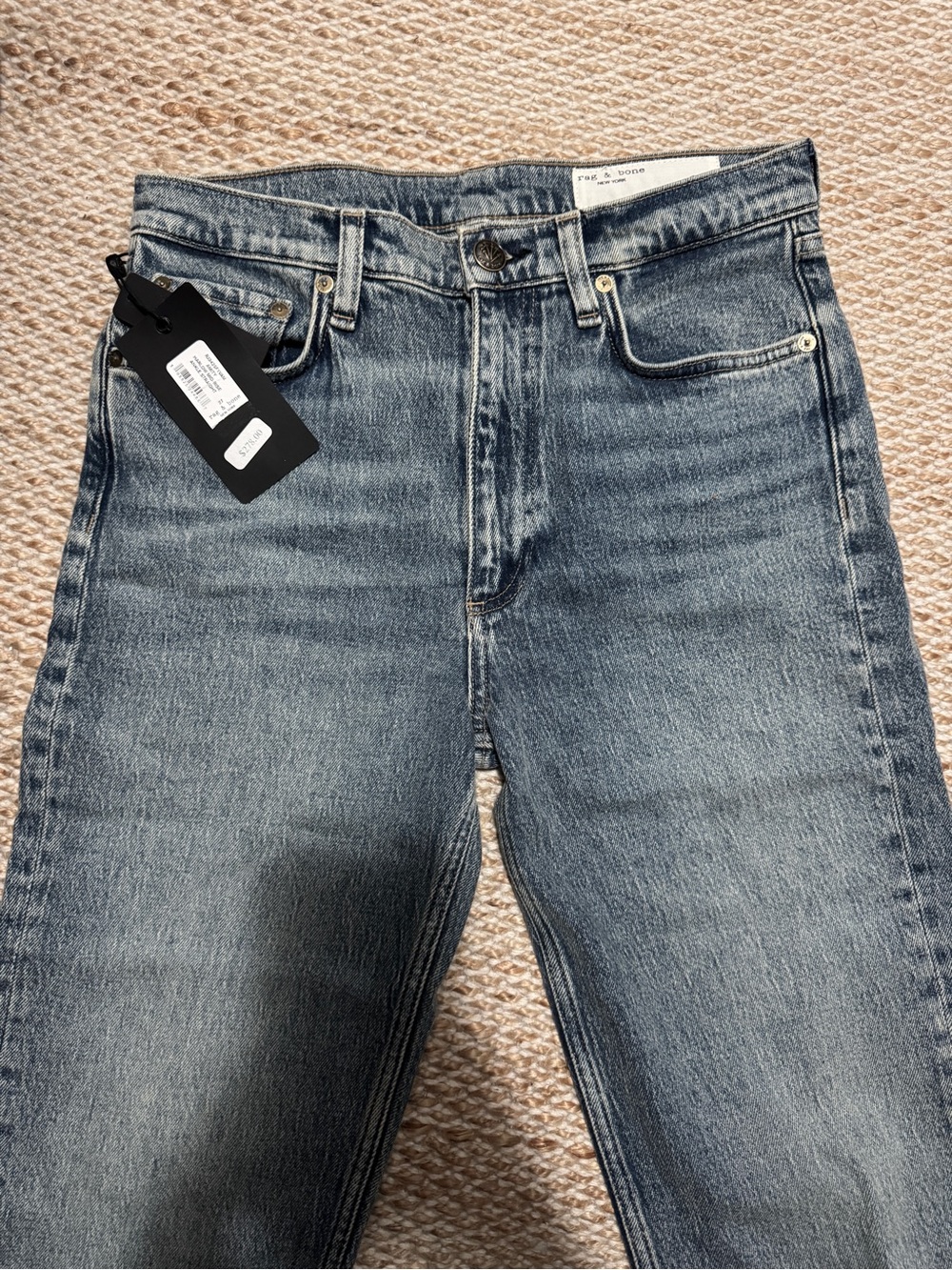 rag & bone Straight Leg Jeans in Light Blue Wash - Picture 2 of 5